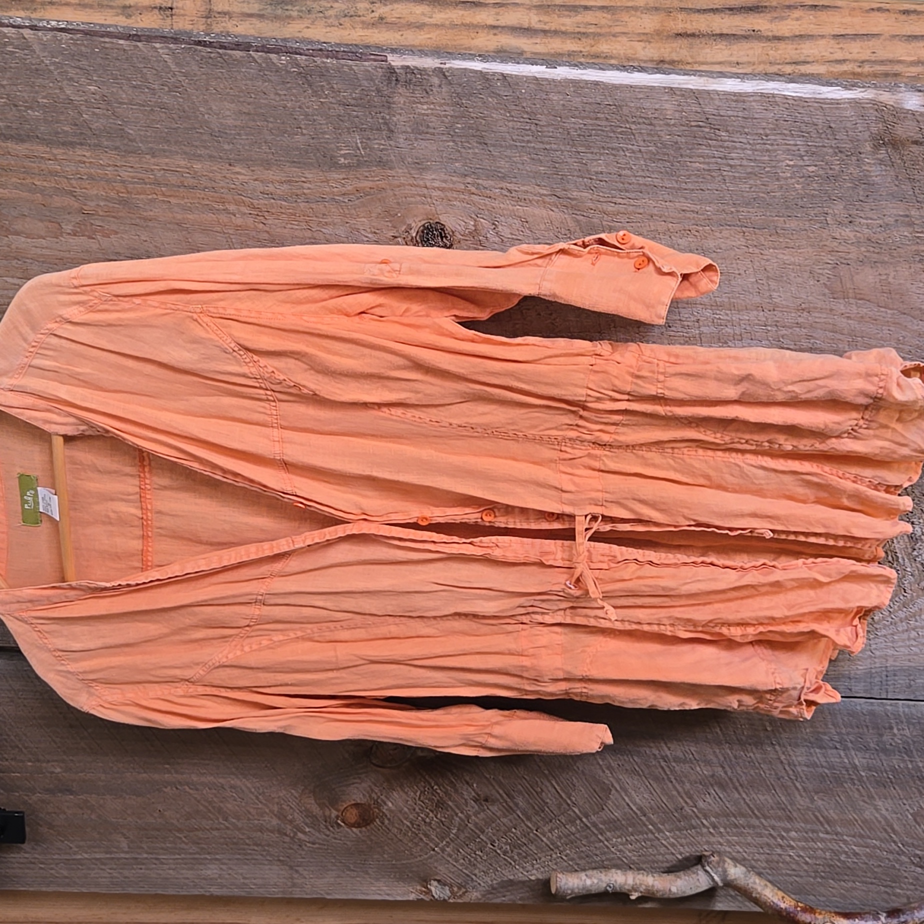 100% Linen Longorange Button-Up Tunic